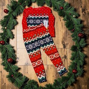 Cat & Jack Boys 3T Christmas Fair Isle Pajama Set Red White Blue Green Snug Fit